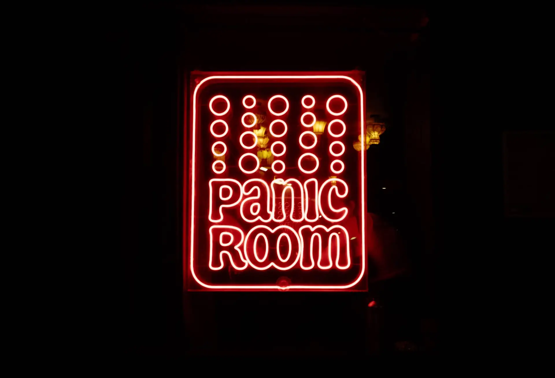 Panic Room red neon sign